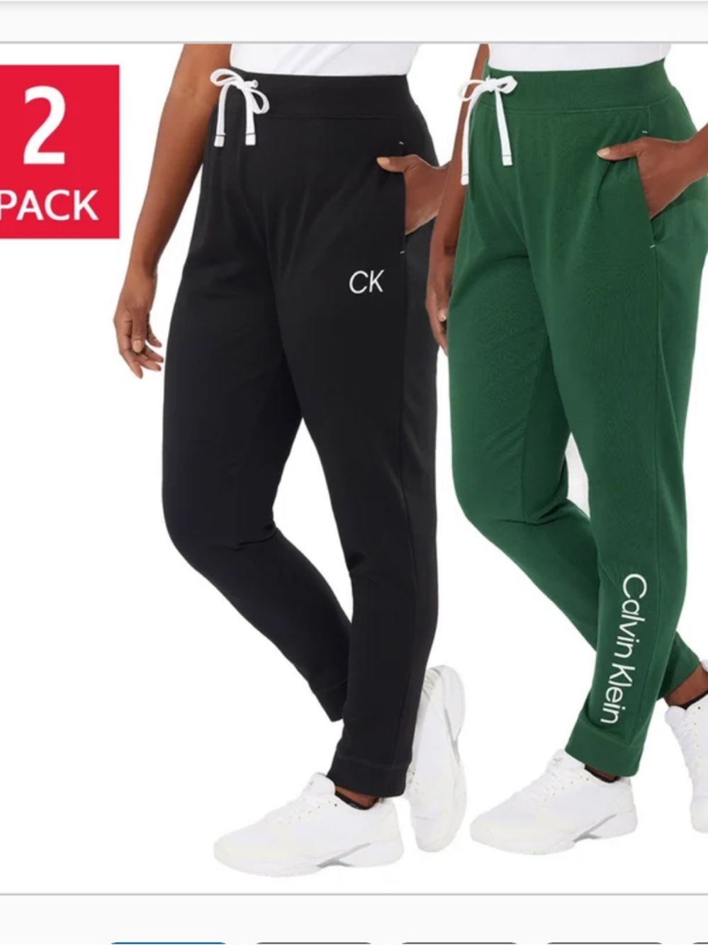 NEW Calvin Klein Women’s 2-Pack Joggers in Black & Green